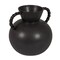 Hello Honey Stoneware Vase with Twisted Handles, Reactive Matte Black Glaze